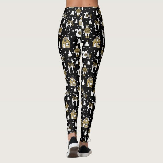 Whimsical Winter Animal Town Leggings (Achterkant)