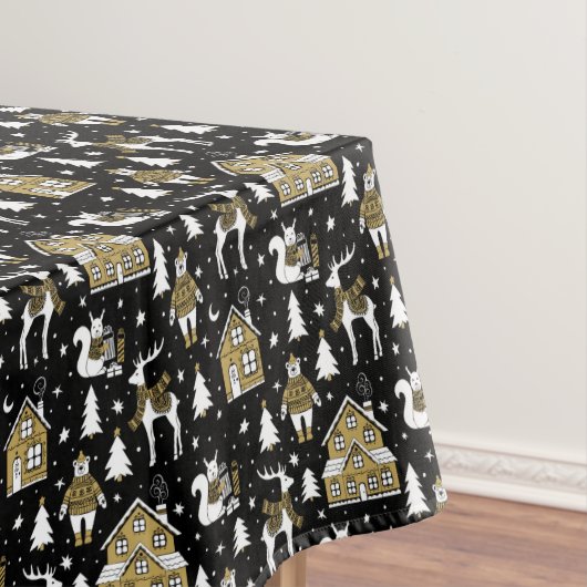 Whimsical Winter Animal Town Tafelkleed (Voorbeeld)
