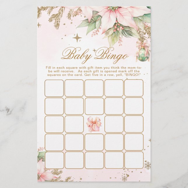 Whimsical Winter Baby Bingo Gold Blush spel (Voorkant)