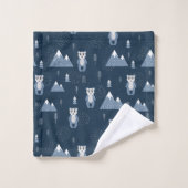 Whimsical Winter Beren and Mountains Bad Handdoek (Wasdoekje)