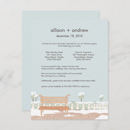 Whimsical Winter Bruiloft Accommodaties Kaart (Voorkant / Achterkant)