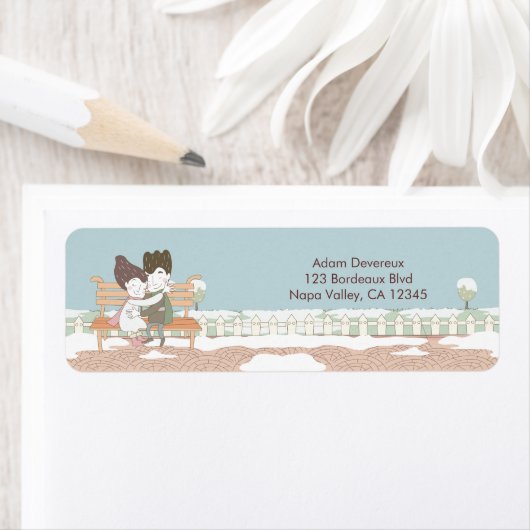 Whimsical Winter Bruiloft retour adreslabel Etiket (Insitu)