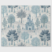Whimsical Winter Castle Landschap in blauw en grij Cadeaupapier (Vlak)