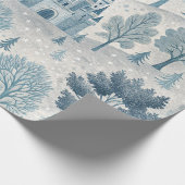 Whimsical Winter Castle Landschap in blauw en grij Cadeaupapier (Hoek)