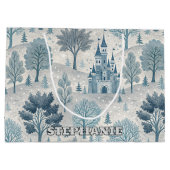 Whimsical Winter Castle Landschap in blauw en grij Groot Cadeauzakje (Achterkant)