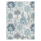 Whimsical Winter Castle Landschap in blauw en grij Tafelkleed (Voorkant)