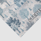 Whimsical Winter Castle Landschap in blauw en grij Tissuepapier (Detail)