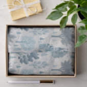 Whimsical Winter Castle Landschap in blauw en grij Tissuepapier (Geschenk)