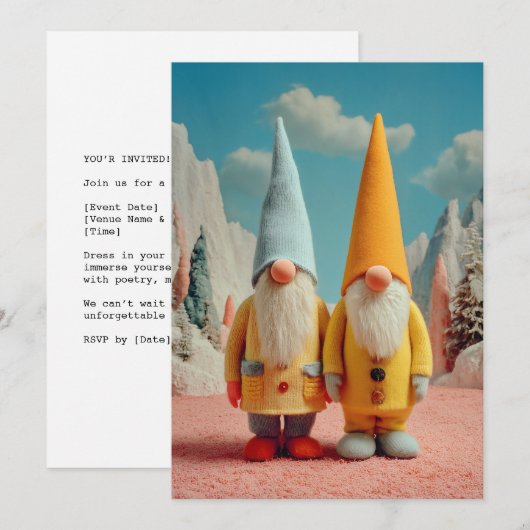 Whimsical Winter Christmas Gnome Pair Feestdagenkaart (Voorkant / Achterkant)