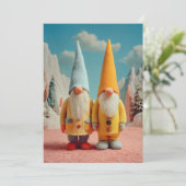 Whimsical Winter Christmas Gnome Pair Feestdagenkaart (Staand voorkant)
