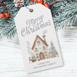 Whimsical Winter Christmas House Waterverf Cadeaulabel<br><div class="desc">Voeg een vleugje grillige wintermagie toe aan uw kerstcadeaus met dit schattige kersthuisje waterverf cadeau labels! Dit label beschikt over een charmante waterverf scene van een gezellig winterhuis, het vastleggen van de essentie van een besneeuwd wonderland met Merry Christmas in het script. Ideaal voor het toevoegen van een persoonlijke en...</div>