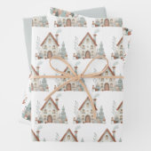 Whimsical Winter Christmas House Waterverf Inpakpapier Vel (In situ)