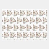 Whimsical Winter Christmas House Waterverf Inpakpapier Vel (Voorkant)