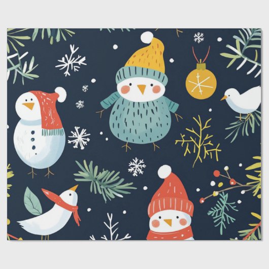 Whimsical Winter Christmas Patterns Cadeaupapier (Vlak)