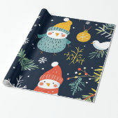 Whimsical Winter Christmas Patterns Cadeaupapier (Uitgerold)