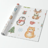 Whimsical Winter Critters Christmas Wrapping Paper Cadeaupapier (Uitgerold)