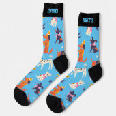 Whimsical Winter Dog Pattern Cute Puppy Sokken (Links)