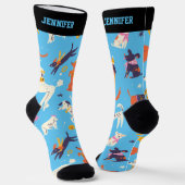 Whimsical Winter Dog Pattern Cute Puppy Sokken (Gebogen)