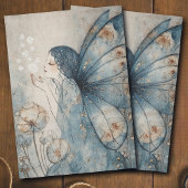 Whimsical Winter Fairy Blue Floral Decoupage Tissuepapier