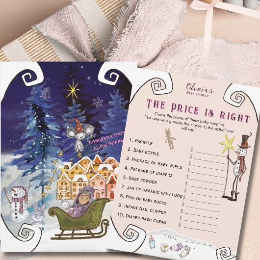 Whimsical Winter Fairy Price is Right Baby Shower  Kaart