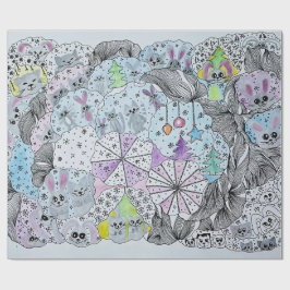 "Whimsical Winter Forest" Artistiek Handgetekend C Cadeaupapier