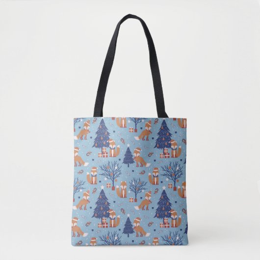 Whimsical Winter Fox Canvas tas - Schattige feeste (Voorkant)