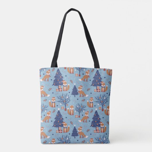 Whimsical Winter Fox Canvas tas - Schattige feeste (Achterkant)