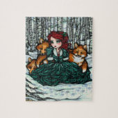 Whimsical Winter Fox Forest Kerstmis Fantasy Art Legpuzzel (Verticaal)