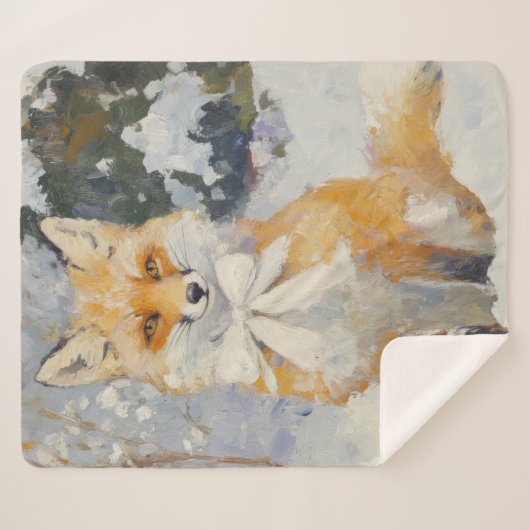 Whimsical Winter Fox Schattigee Kwekerij Baby Kind Sherpa Deken (Voorkant (horizontaal))