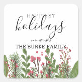 Whimsical Winter gebladerte gepersonaliseerd Vierkante Sticker (Voorkant)