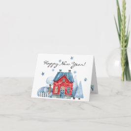 Whimsical Winter Gelukkig Nieuwjaar Feestdagen Kaart