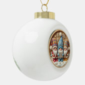 Whimsical Winter Gnomes" - Feestelijke Houten Keramische Bal Ornament (Links)