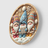 Whimsical Winter Gnomes" - Feestelijke Houten Muur Grote Klok (Hoek)