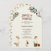 Whimsical Winter Goose Christmas Jingle Party Kaart (Voorkant / Achterkant)