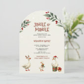 Whimsical Winter Goose Christmas Jingle Party Kaart (Staand voorkant)