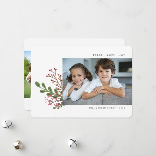 Whimsical Winter Greenery 2 Foto Feestdagenkaart (Voorkant / Achterkant in situ)