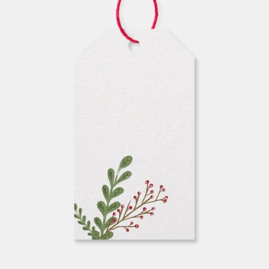 Whimsical Winter Greenery gebladerte gepersonalise Cadeaulabel (Achterkant)