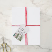 Whimsical Winter Greenery gebladerte gepersonalise Cadeaulabel (Met Touw)
