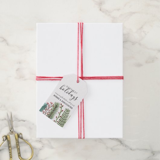 Whimsical Winter Greenery gebladerte gepersonalise Cadeaulabel (Met Touw)