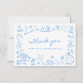 Whimsical Winter Hand Drawn Vrijgezellenfeest Bedankkaart (Voorkant)