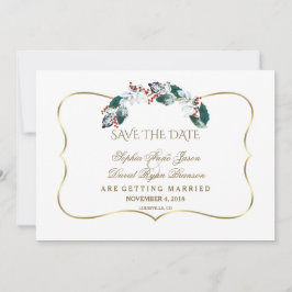 Whimsical Winter Heilige Berries redt de datum Save The Date