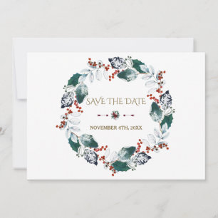 Whimsical Winter Heilige Berries redt de datum Save The Date