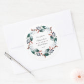 Whimsical Winter Heilige Berries Wreath Wedding Ronde Sticker (Envelop)