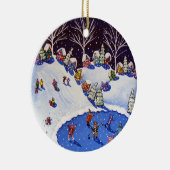 Whimsical Winter Ice Skaters Sled Riders Ornament (Rechts)