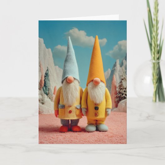 Whimsical Winter Kerst Gnome Paar Feestdagen Kaart (Voorkant)
