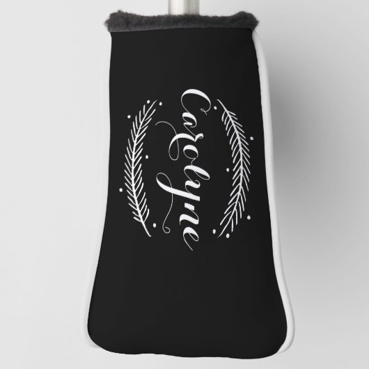 Whimsical Winter Krans Zwart Gepersonaliseerd I Golfheadcover (Draai 90)