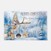 Whimsical Winter Lady Gnome Vrolijk Kerstfeest Deurmat (Voorkant)