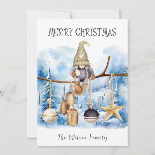 Whimsical Winter Lady Gnome Vrolijk Kerstfeest Feestdagenkaart (Voorkant)