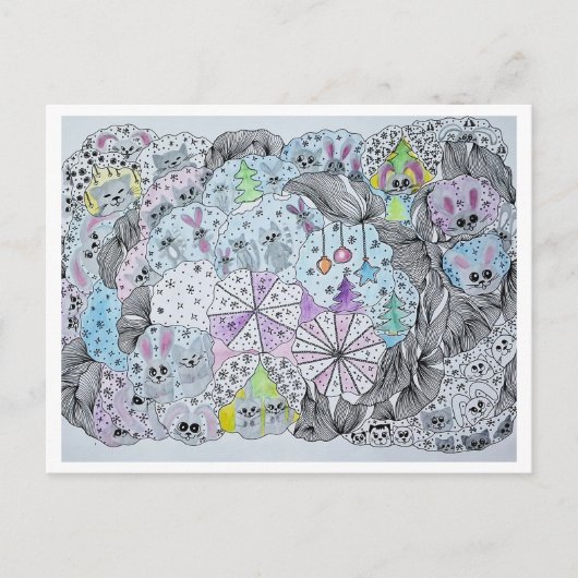 Whimsical Winter Magical Forest Creatures Briefkaart (Voorkant)