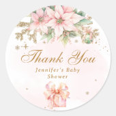 Whimsical Winter meisje baby shower bedankt Ronde Sticker (Voorkant)